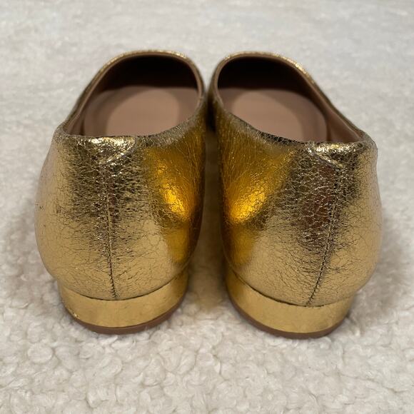 Steve Madden Blair Cap Toe Ballet Flat Gold Metallic Black Round Toe 9 - Picture 6 of 7